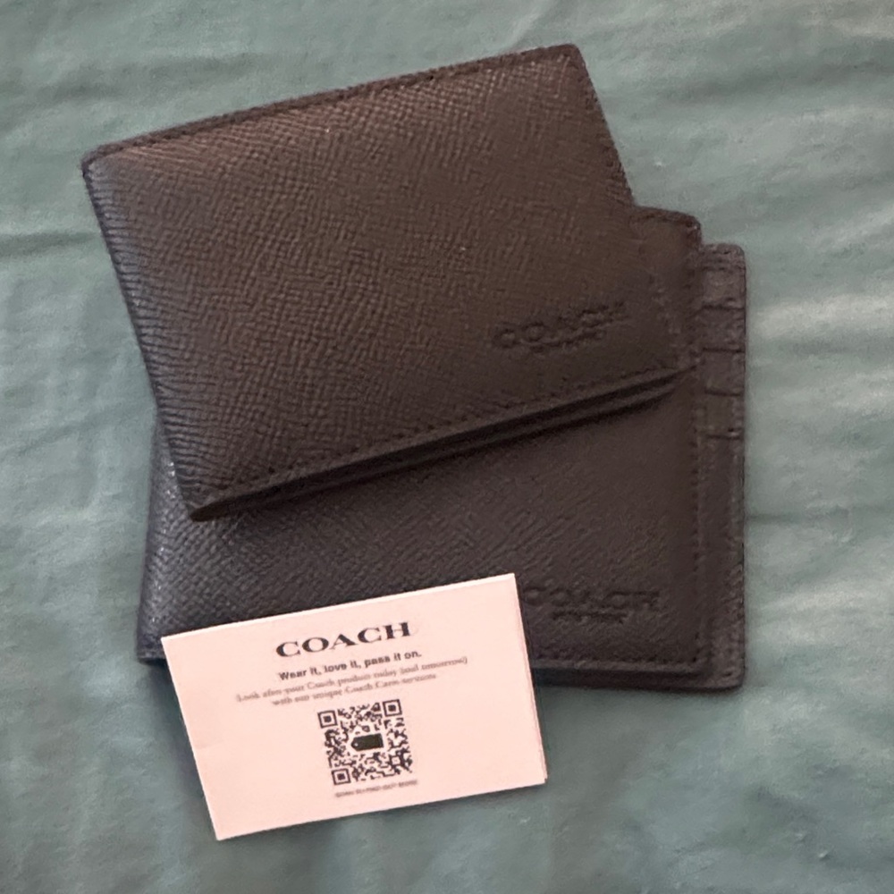 Coach black Leather wallet and card Holder